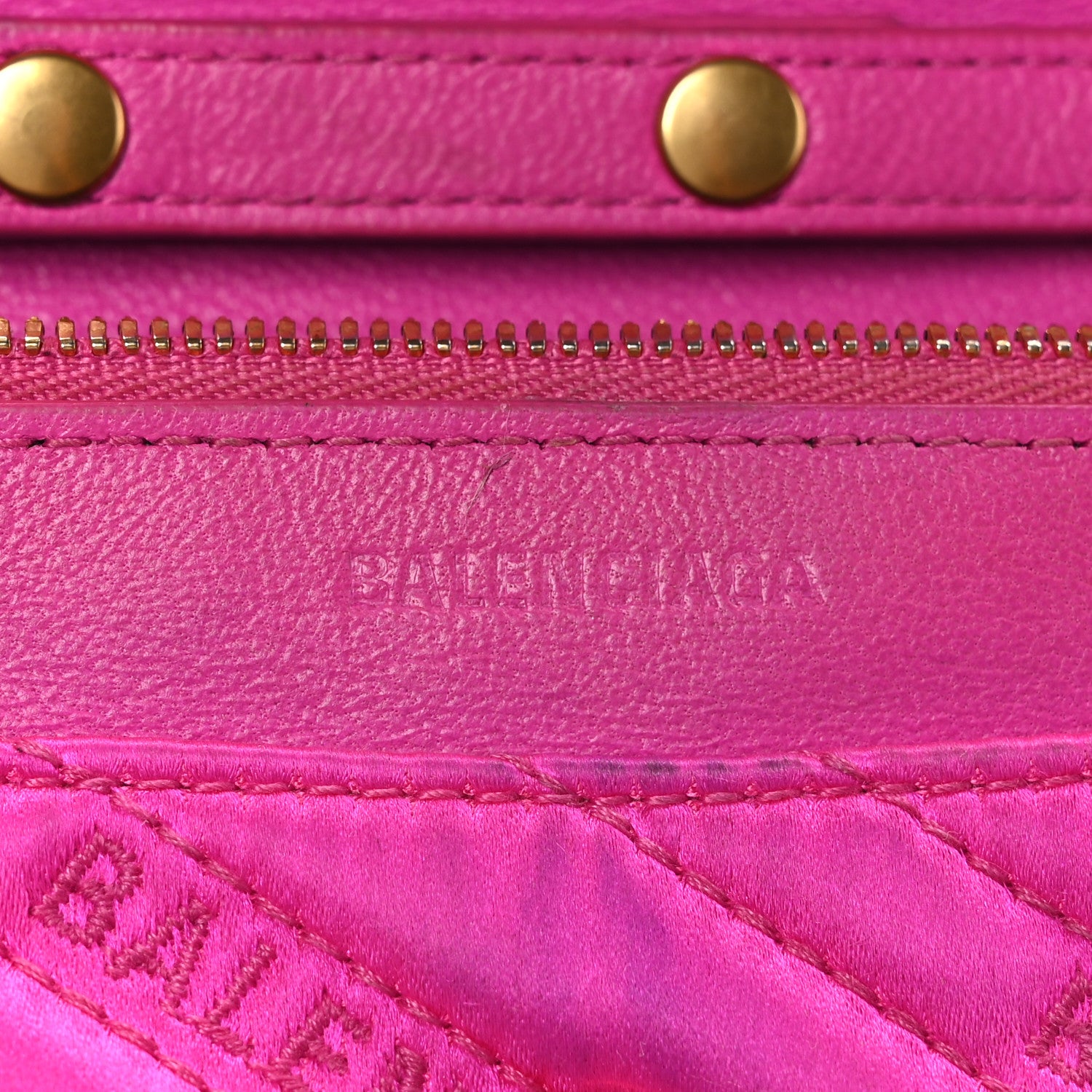 Balenciaga Satin Jacquard Logo Matelasse BB Wallet On Chain Fuchsia 6 of 13
