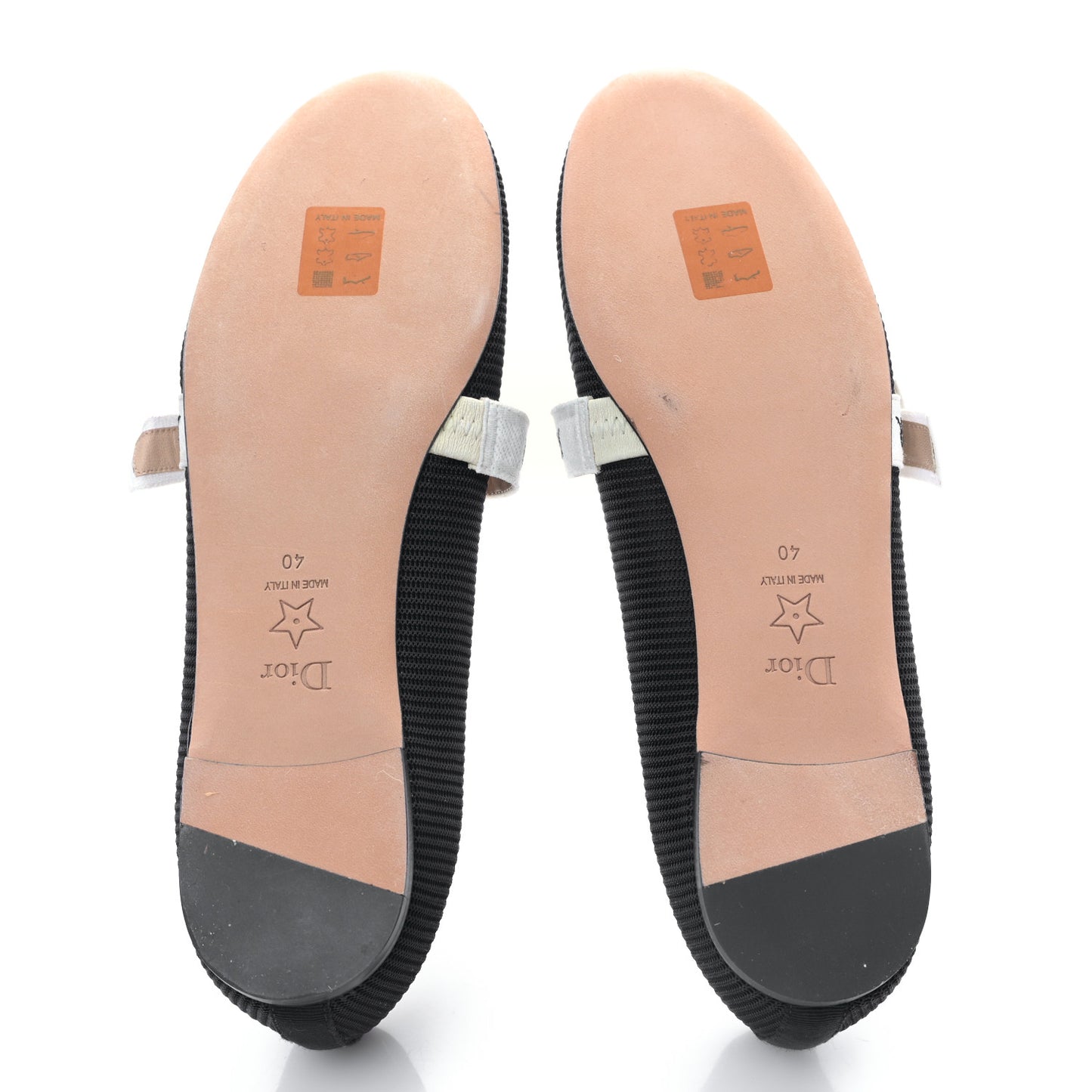 Fabric Ribbon Embroidered J'Adior Ballet Flats 40 Black