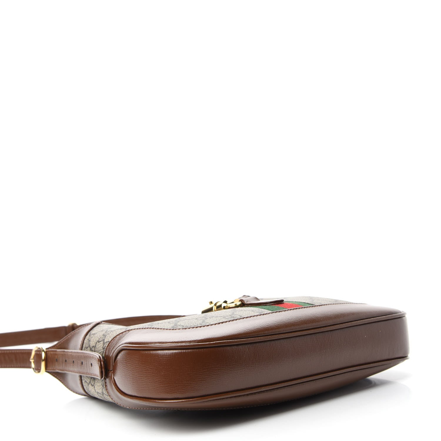 Gucci GG Supreme Monogram Azalea Calfskin Web Small Jackie 1961 Hobo Beige Ebony Brown Sugar 4 of 10