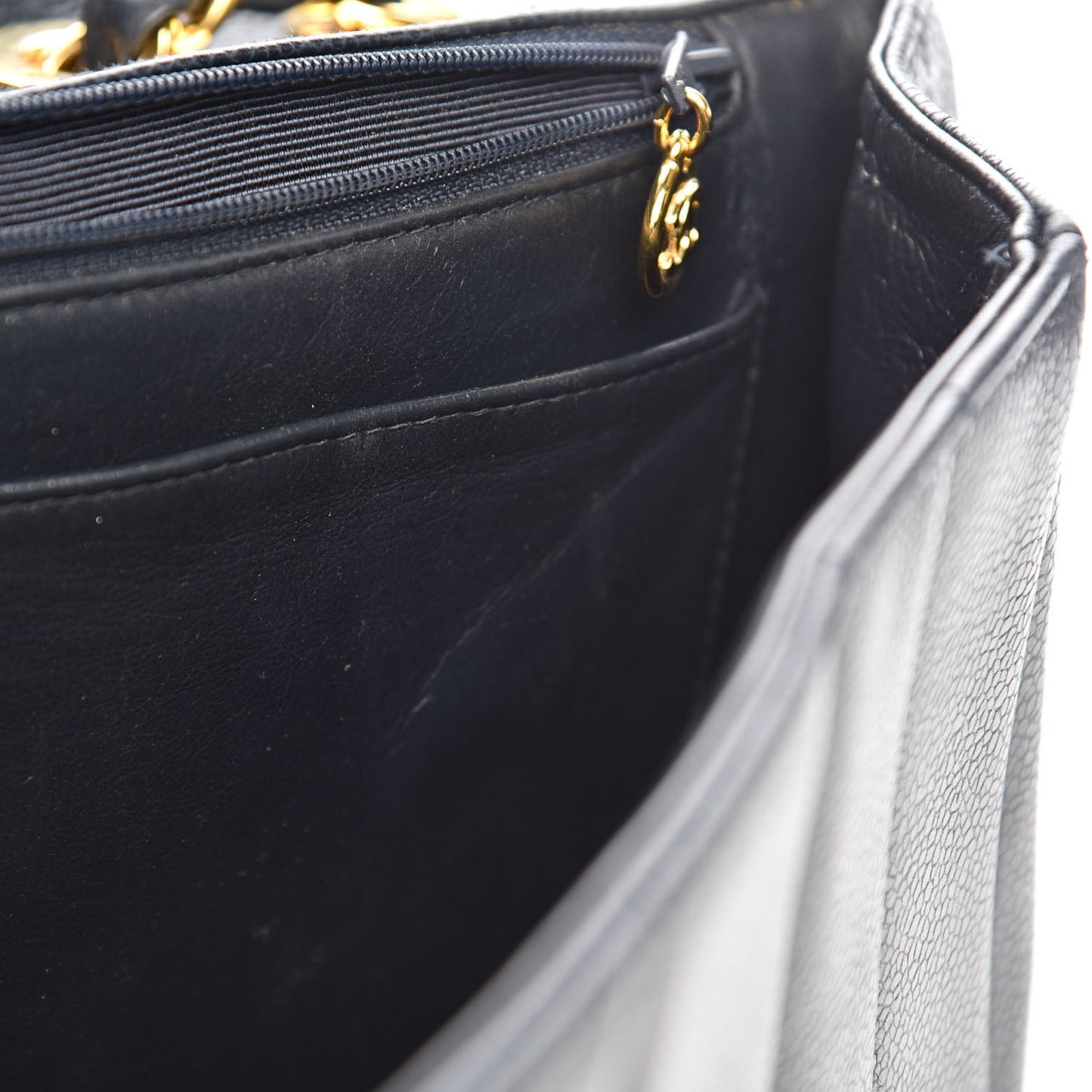 Caviar Vertical Quilted Jumbo Single Flap Black