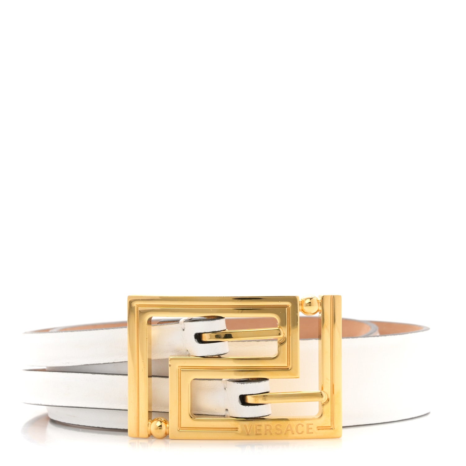 Versace Calfskin La Medusa Skinny 75 30 Belt White 1 of 6
