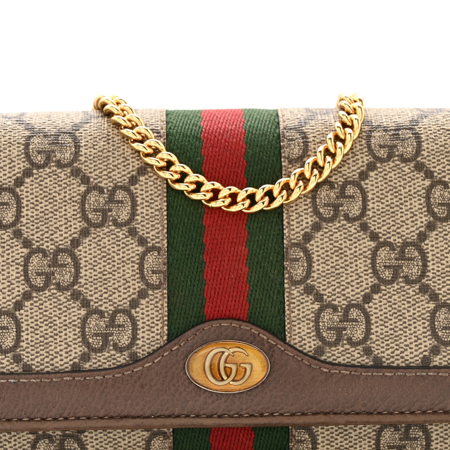 Gucci GG Supreme Monogram Web Ophidia Wallet On Chain Brown 8 of 14