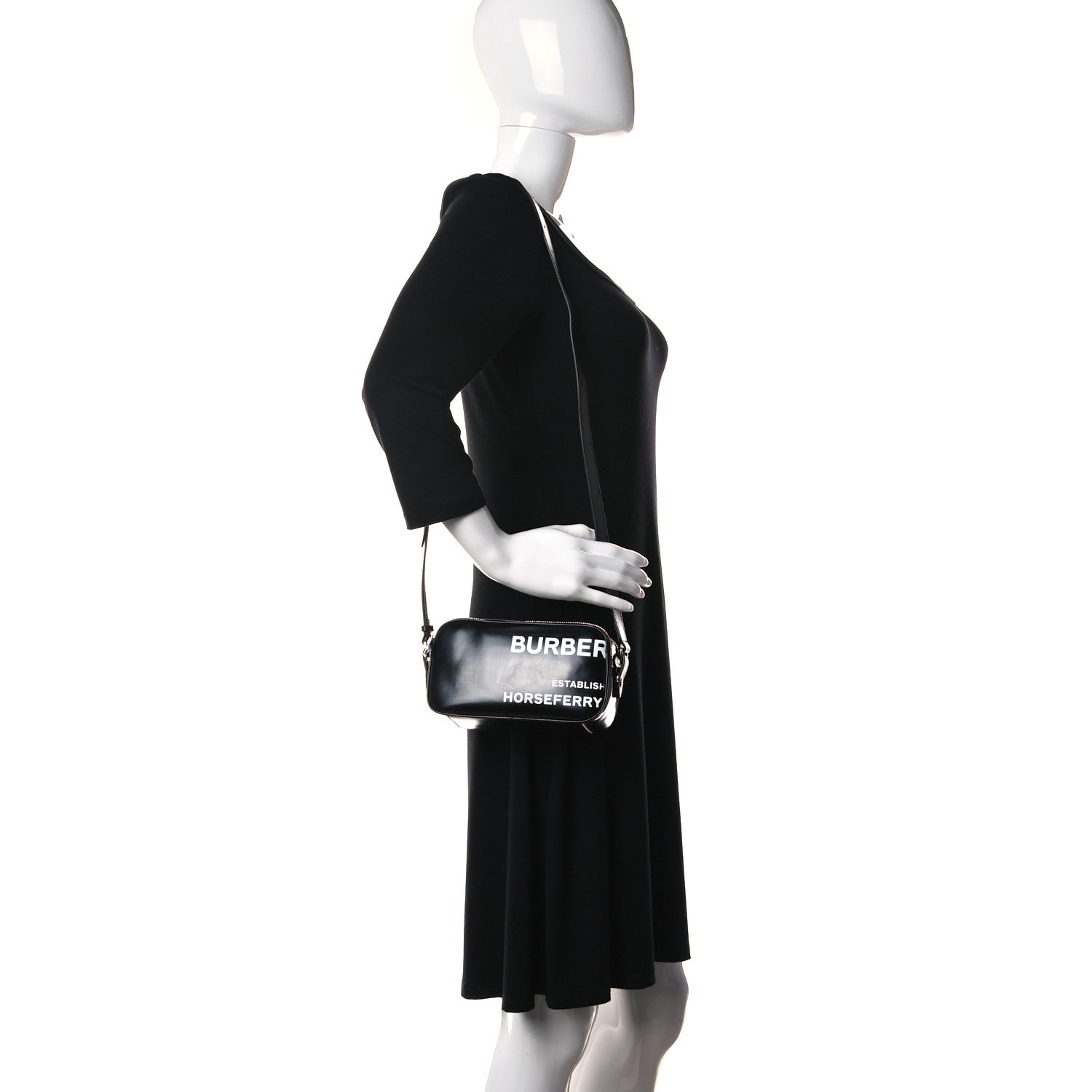 Burberry Coated Canvas Horseferry Print Micro Camera Bag Black 2 of 10