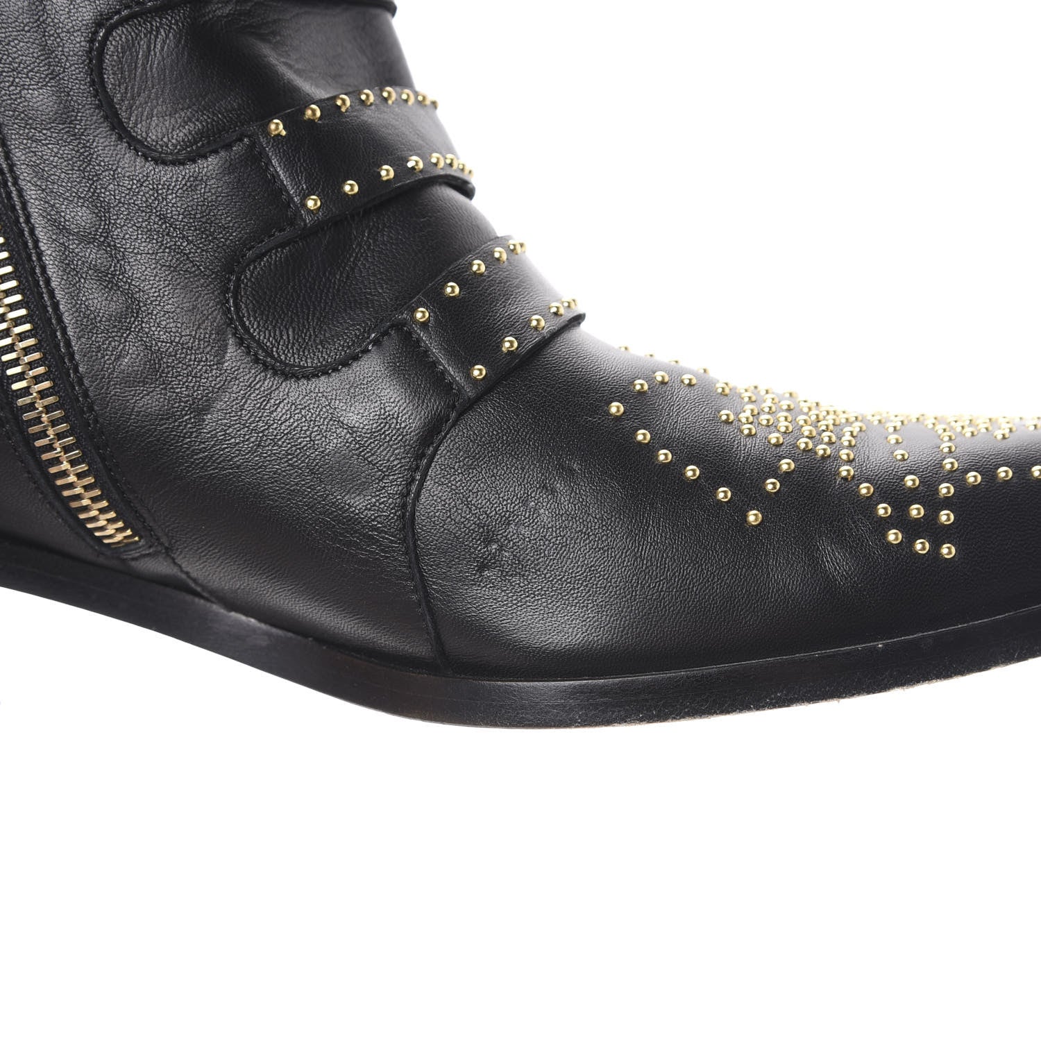 Chloe Nappa Sheepskin Studded Susanna Ankle Boots 39 Black 12 of 12