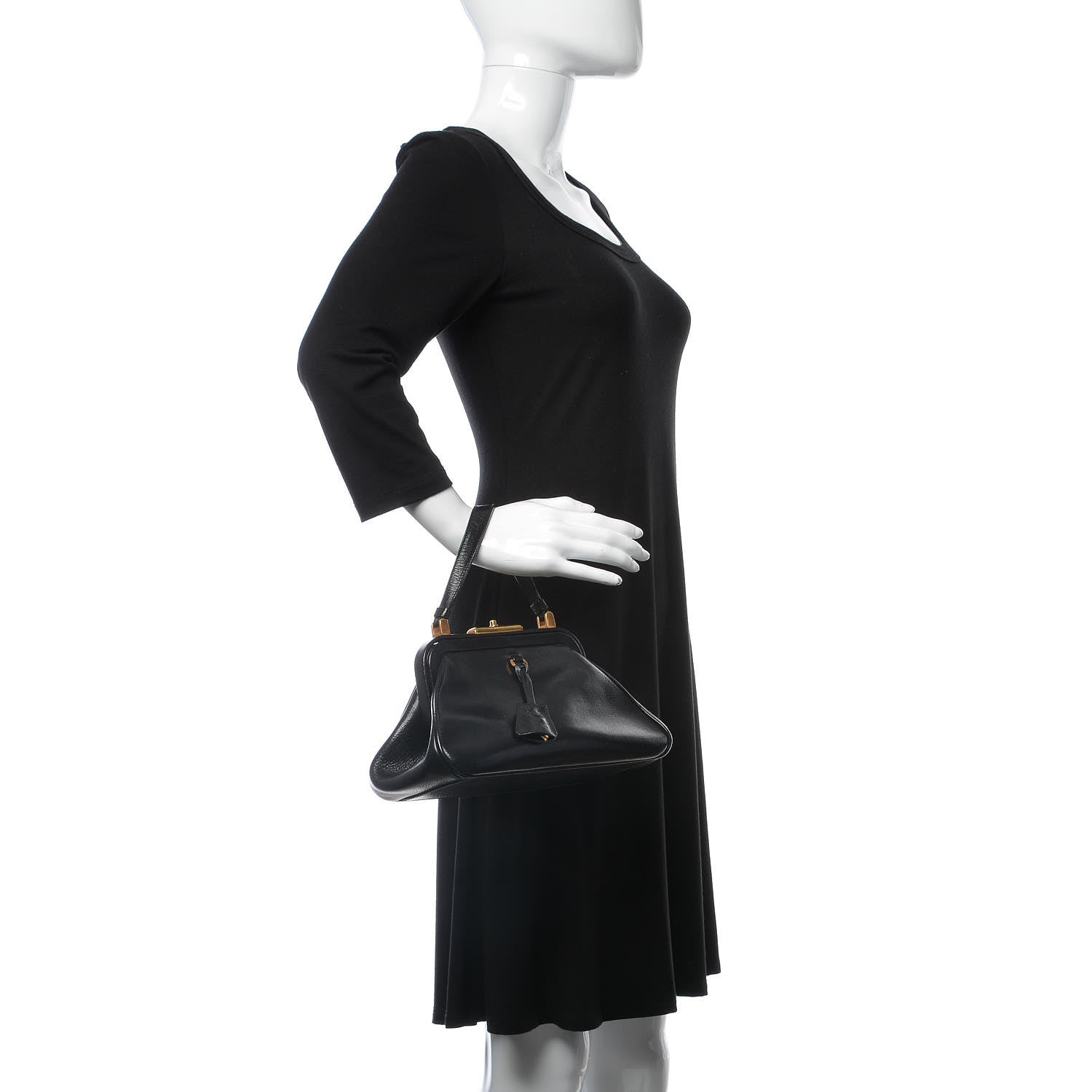 Prada Goatskin Top Lock Bag Nero Black 2 of 11