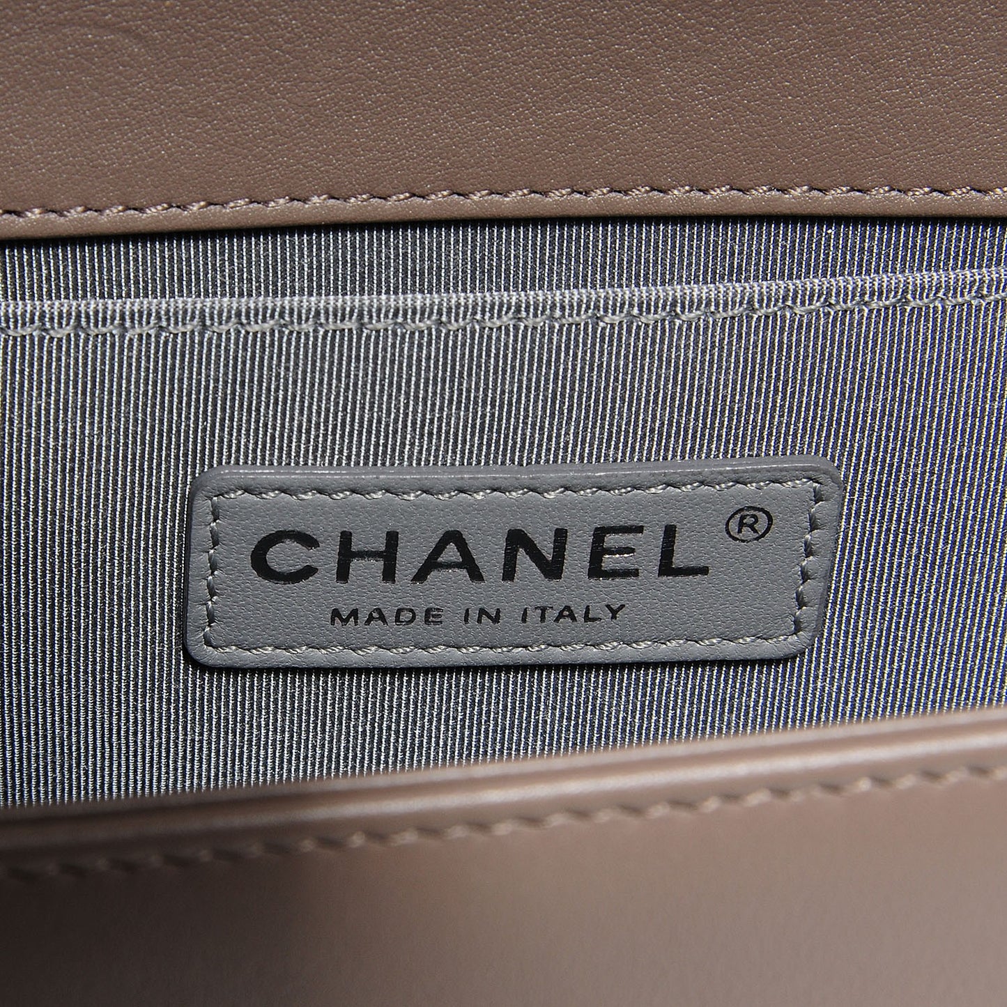 Calfskin Chevron Medium Boy Flap Grey