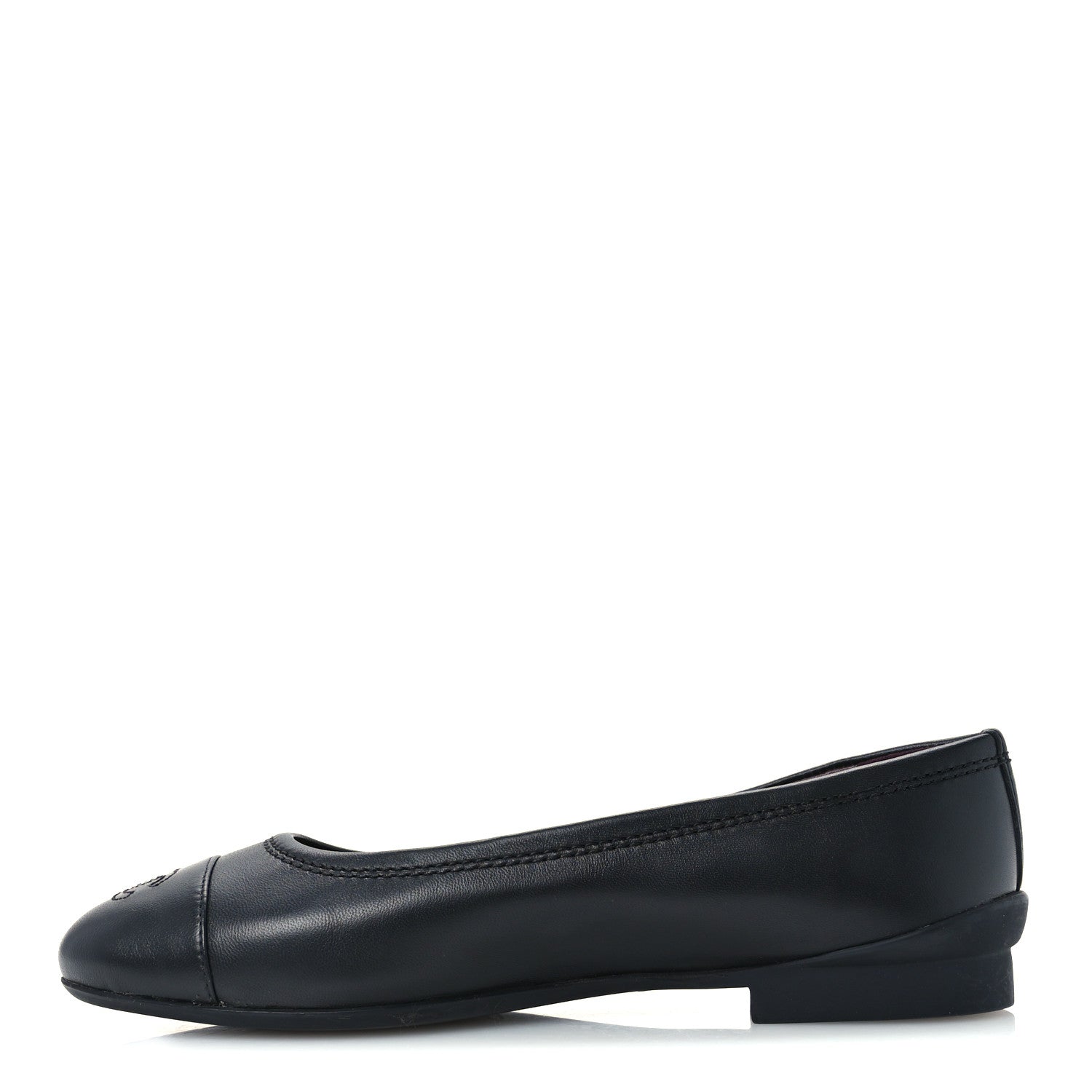 Chanel Lambskin Cap Toe CC Uniform Ballerina Flats 37 Black 1 of 10