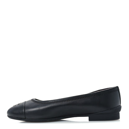 Chanel Lambskin Cap Toe CC Uniform Ballerina Flats 37 Black 1 of 10