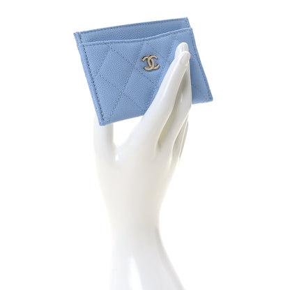 Chanel Caviar Quilted Card Holder Light Blue 2 of 8
