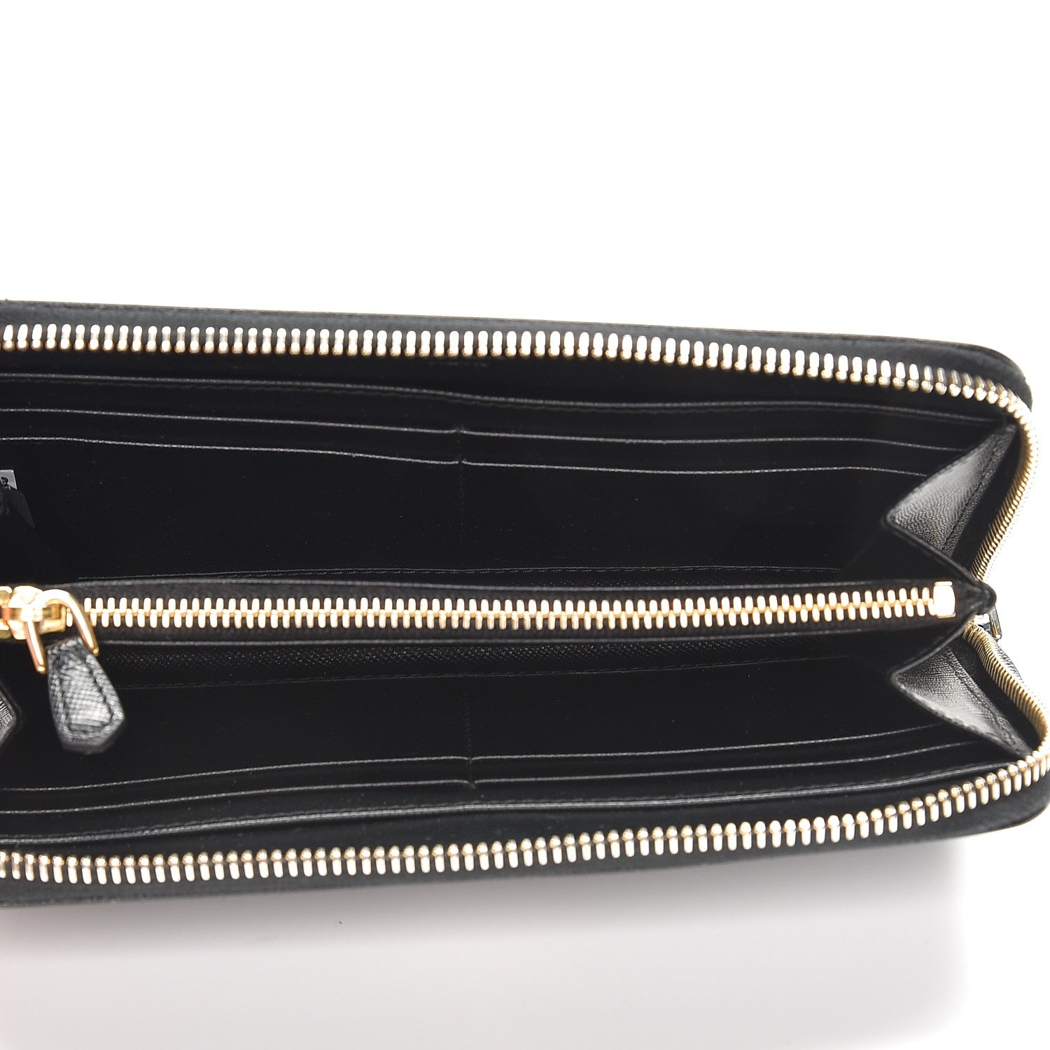 Prada Saffiano Metal Zip Around Wallet Nero Black 5 of 8
