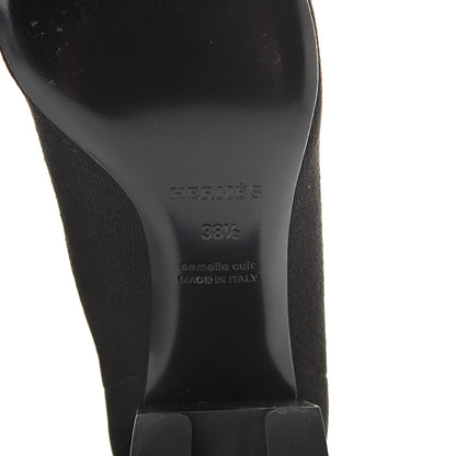 Hermes Knit Calfskin Volver Ankle Boots 38.5 Black 6 of 12