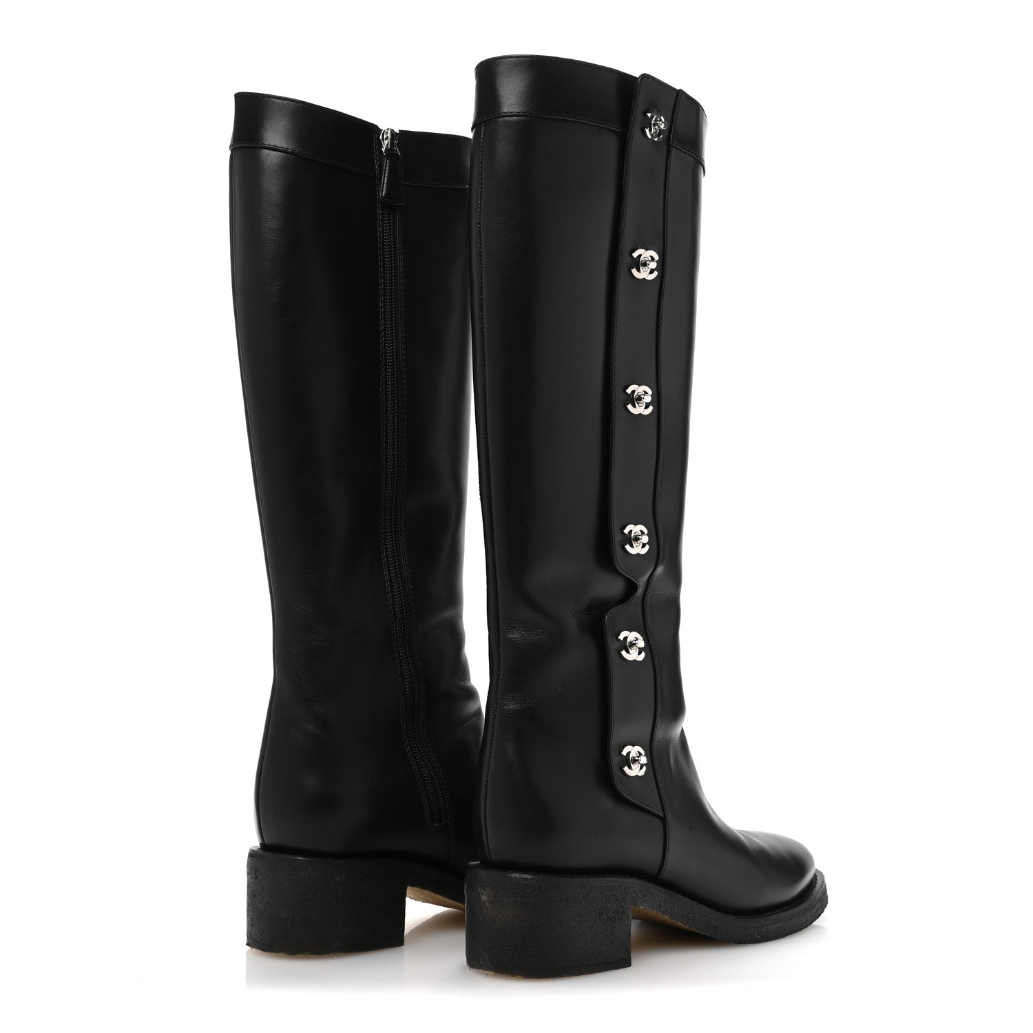 Chanel Calfskin CC Turnlock High Boots 40 Black 4 of 9