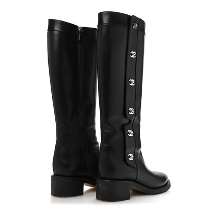 Chanel Calfskin CC Turnlock High Boots 40 Black 4 of 9