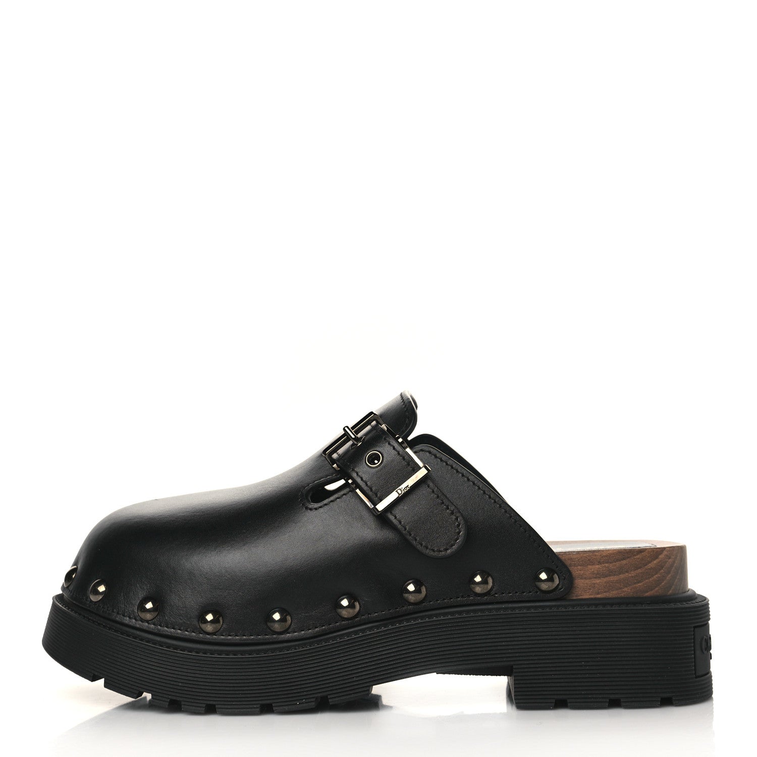 Christian Dior Calfskin Diorquake Buckled Lug Sole 15mm Clogs 38 Black 1 of 8