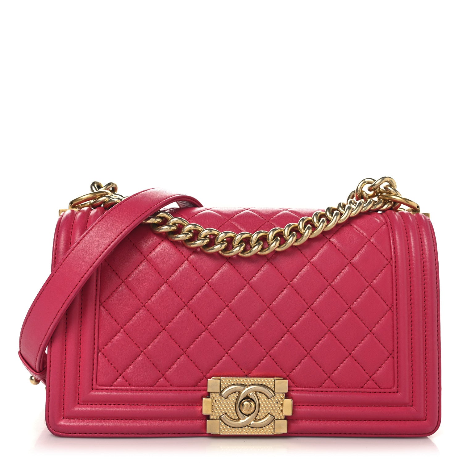 Chanel Lambskin Quilted Medium Boy Flap Fuchsia 1 of 10