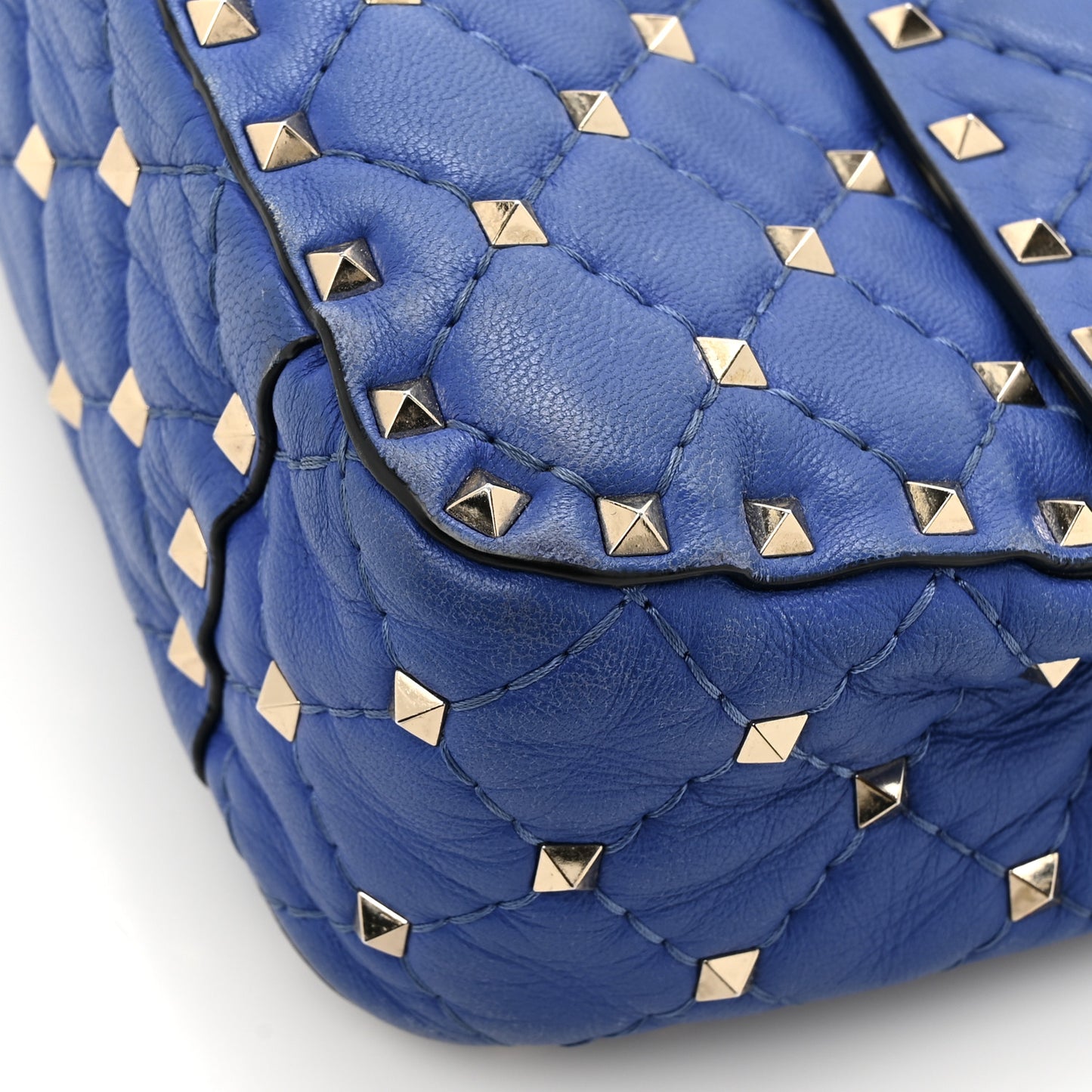 Nappa Medium Rockstud Spike Shoulder Bag Acid Blue