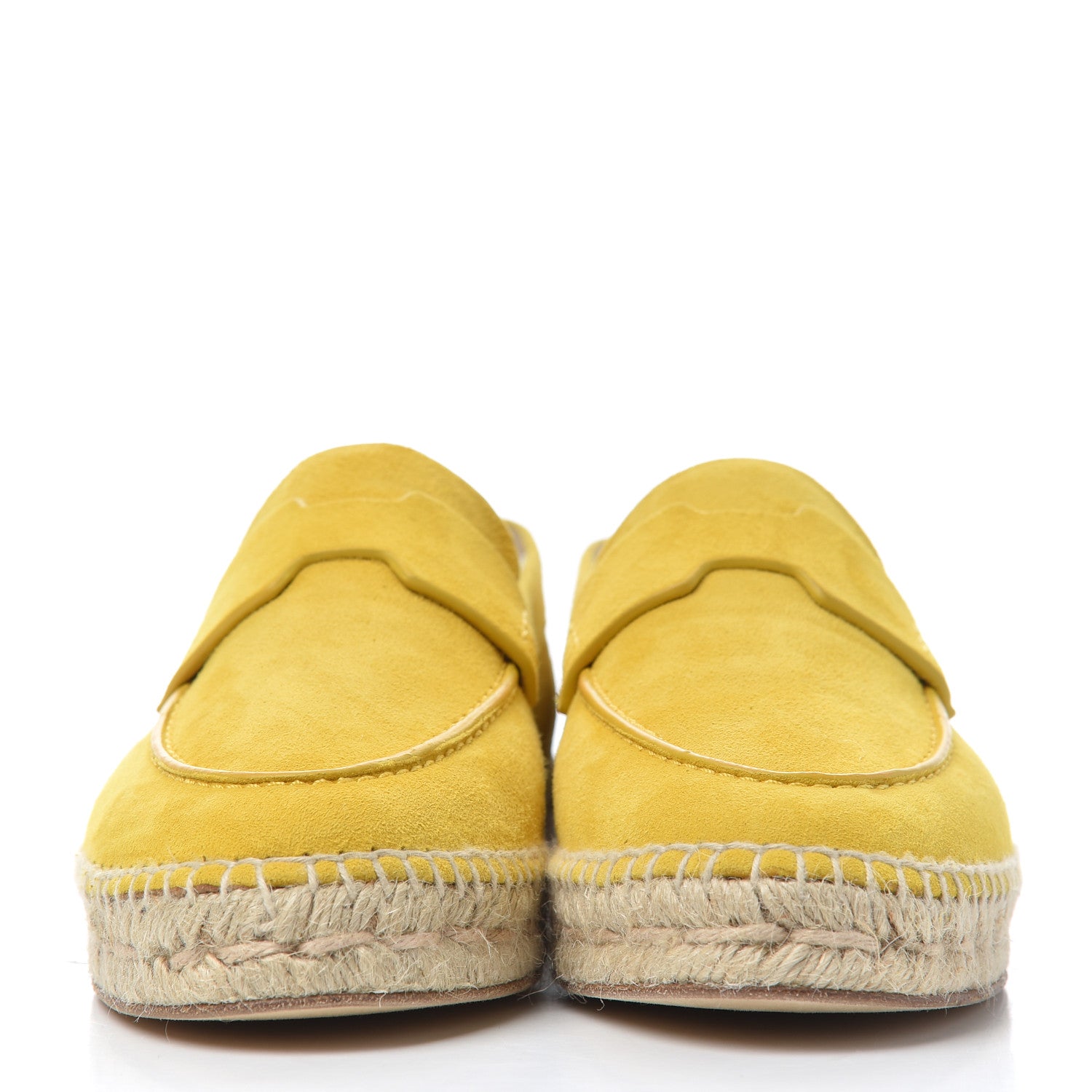 Hermes Suede Goatskin Womens Trip Espadrilles 37 Jaune Citron 2 of 13