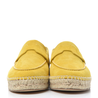Hermes Suede Goatskin Womens Trip Espadrilles 37 Jaune Citron 2 of 13