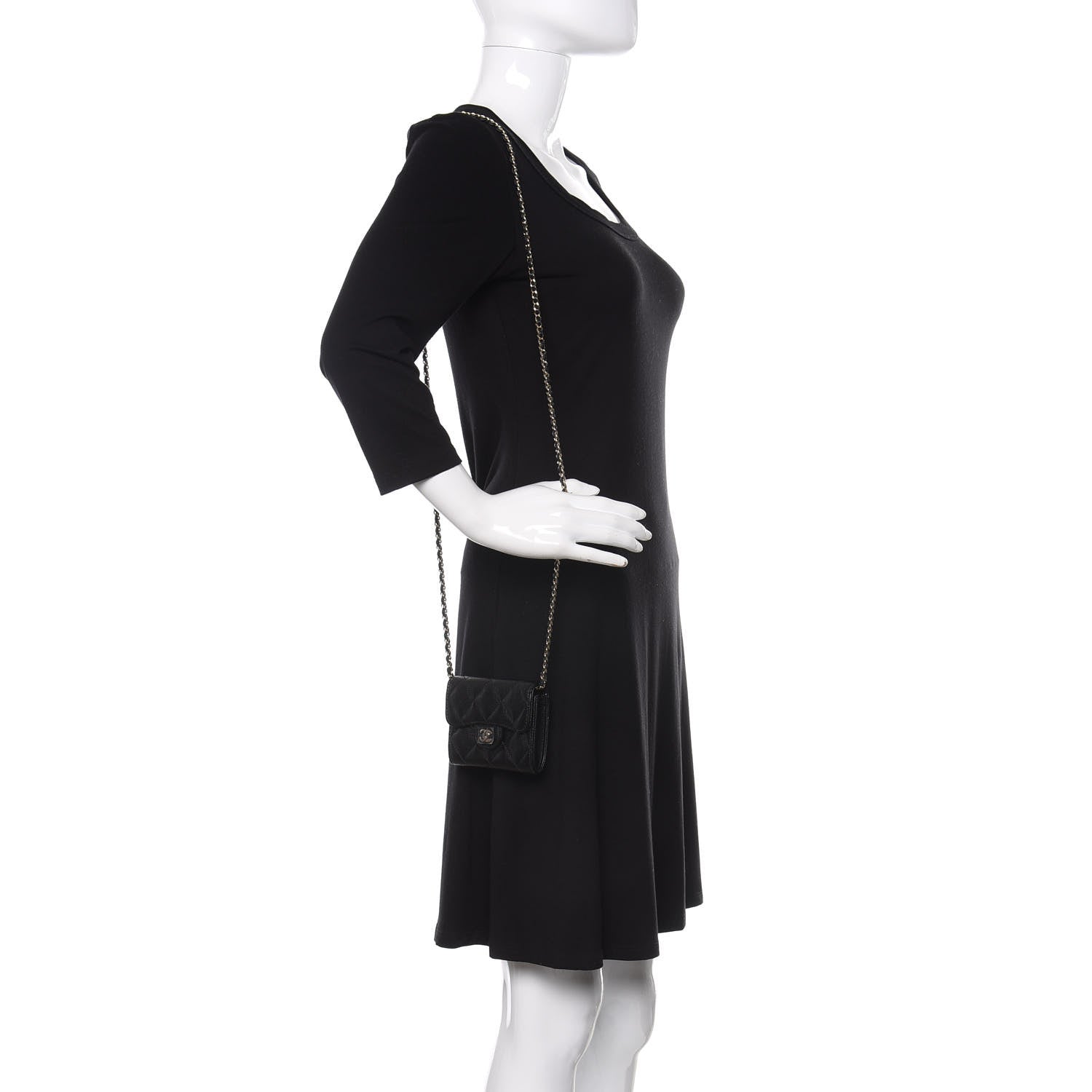 Chanel Caviar Quilted Flap Card Holder On Chain Black 2 of 9