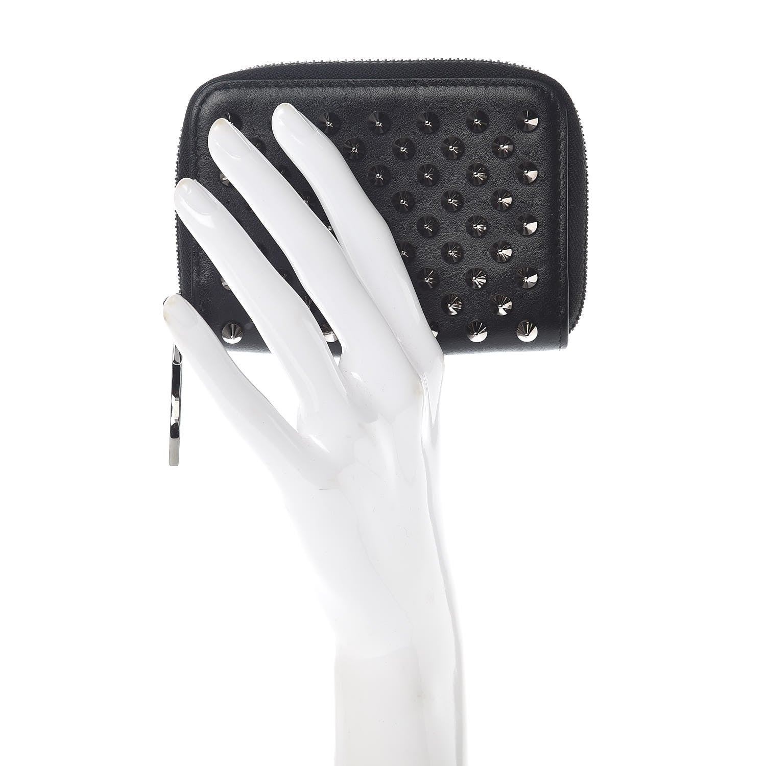 Christian Louboutin Calfskin Spiked Panettone Coin Purse Black 2 of 9
