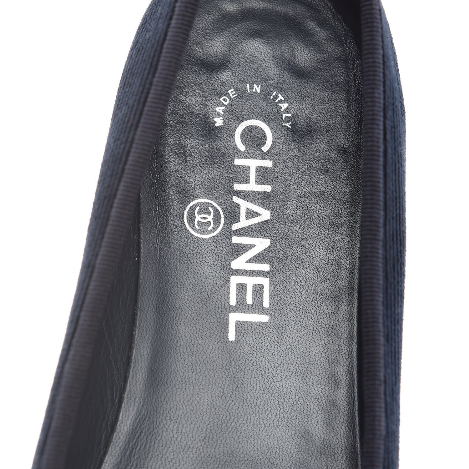 Chanel Velvet Patent Calfskin Cap Toe Ballerina Flats 37.5 Navy Black 9 of 15