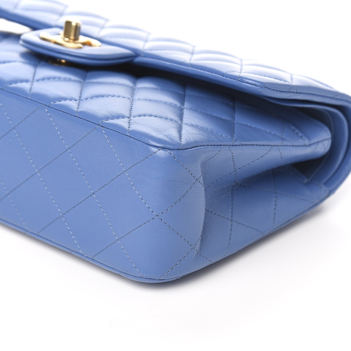 Lambskin Quilted Small Double Flap Blue
