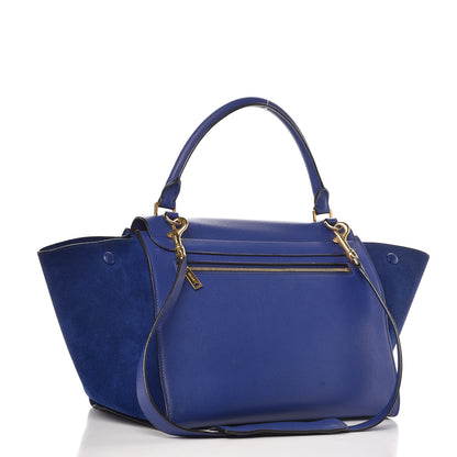 Celine Drummed Calfskin Suede Medium Trapeze Indigo 4 of 16