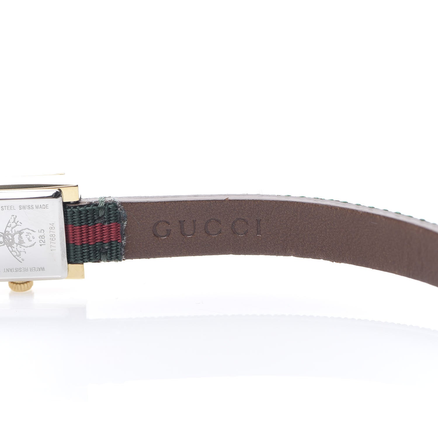 Gucci Stainless Steel Nylon 14mm Web G-Frame Square Double Wrap Quartz Watch Green 6 of 8