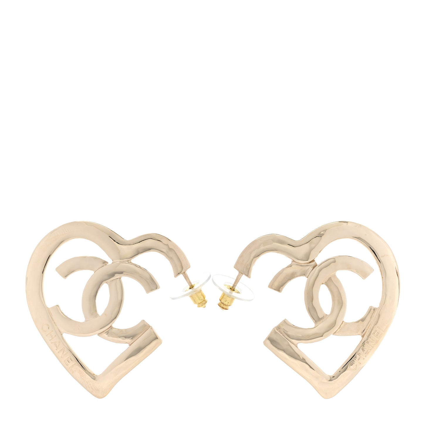 Metal CC Heart Coco In Love Hoop Earrings Gold