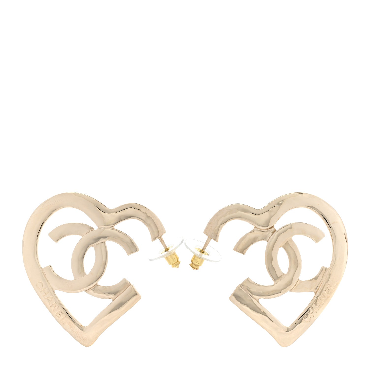 Chanel Metal CC Heart Coco In Love Hoop Earrings Gold 1 of 4