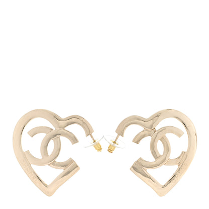 Chanel Metal CC Heart Coco In Love Hoop Earrings Gold 1 of 4