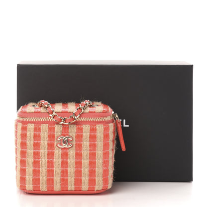 Chanel Raffia Jute Striped Mini Vanity Case With Chain Red Beige 11 of 11