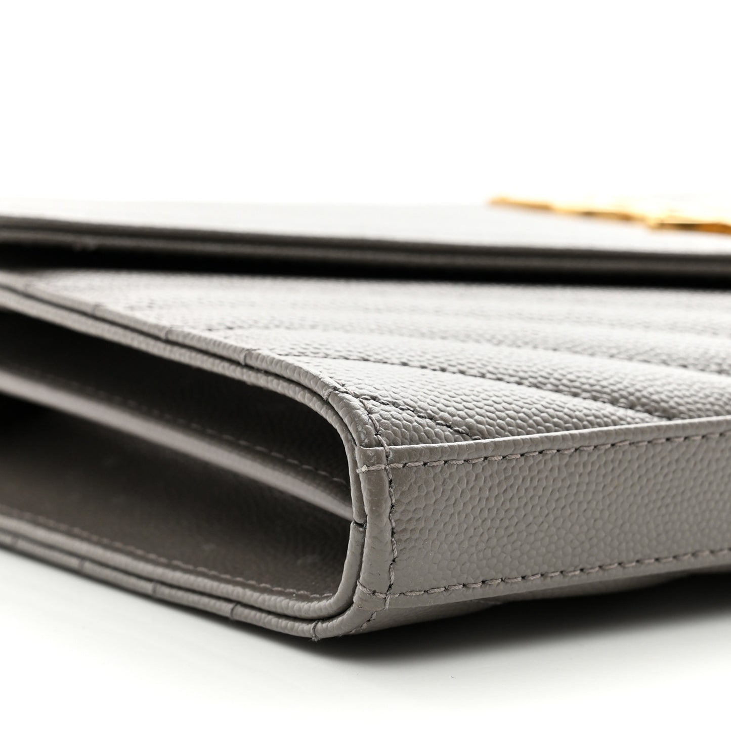 Grain De Poudre Matelasse Chevron Monogram Chain Wallet Fog