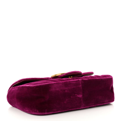 Gucci Velvet Matelasse Mini GG Marmont Shoulder Bag Fuchsia Violet Cyclamen 4 of 11