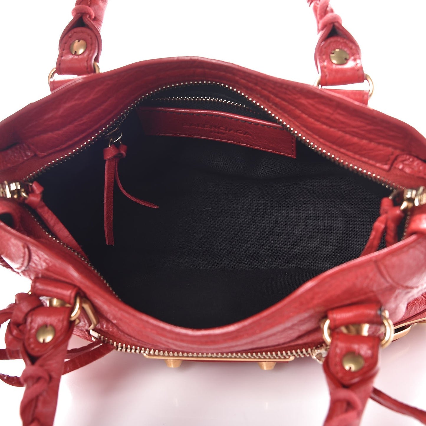 Agneau Gold Metallic Edge Hardware Mini City Rouge Rubis
