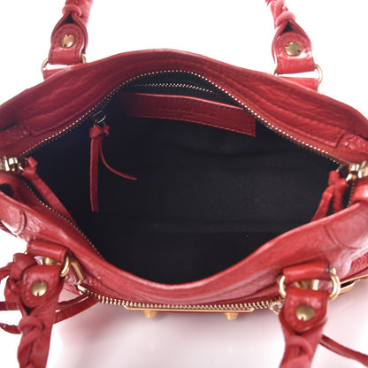 Balenciaga Agneau Gold Metallic Edge Hardware Mini City Rouge Rubis 5 of 11