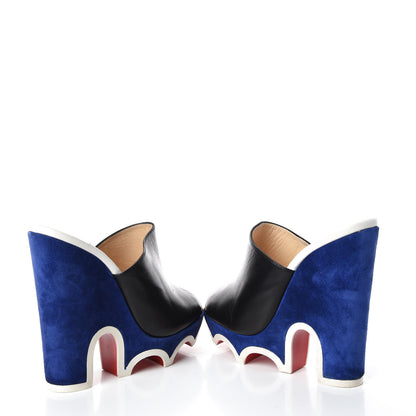 Christian Louboutin Nappa Suede Mulacramp 140 Sandals 38 Black Blue 6 of 12