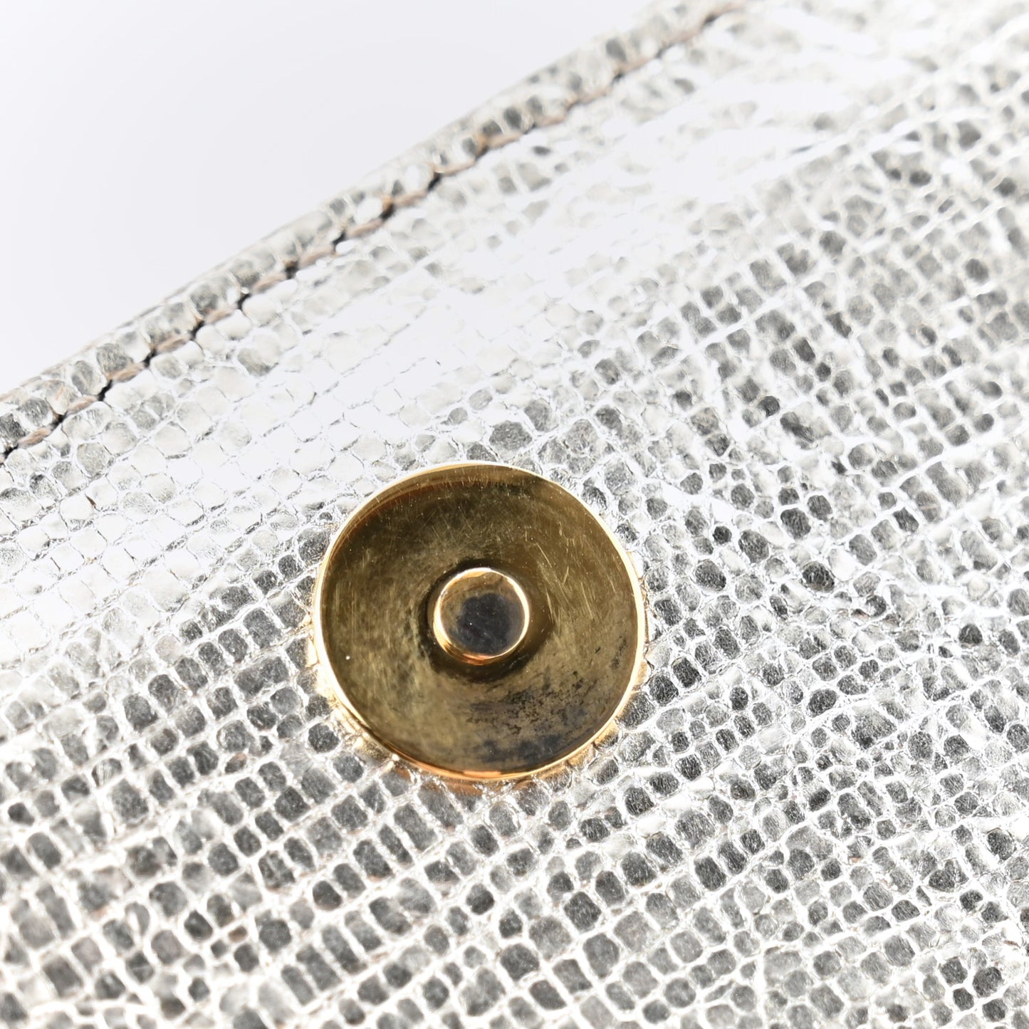 Textured Metallic Calfskin Classic Monogram Cassandre Clutch Silver