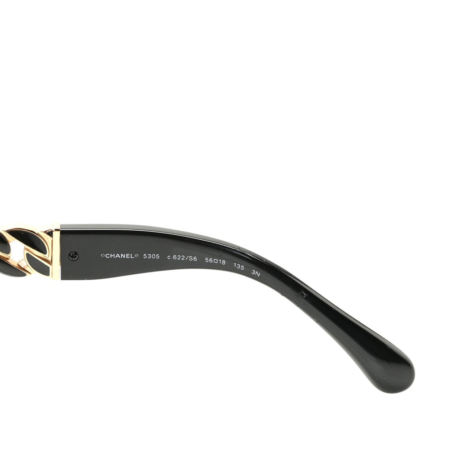 Acetate Metal Chain Square Sunglasses 5305 Black