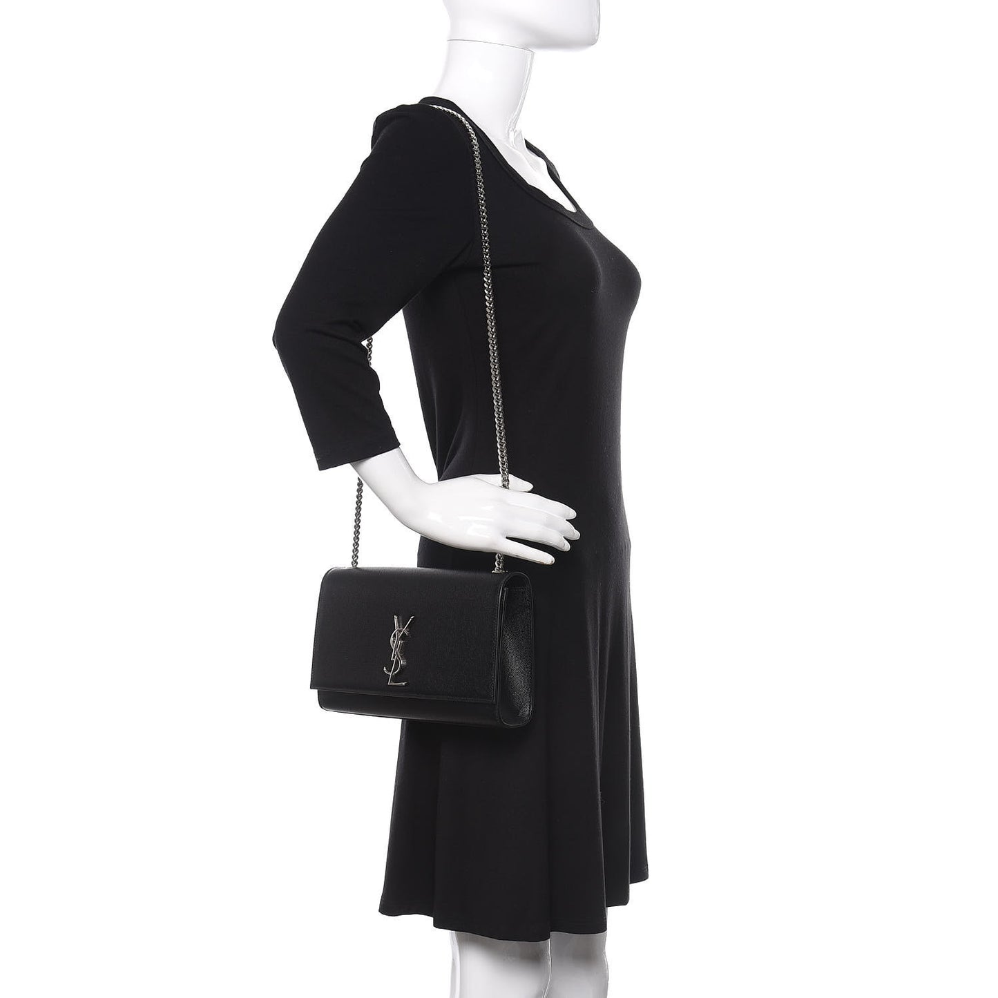 Grain De Poudre Medium Classic Monogram Kate Satchel Black