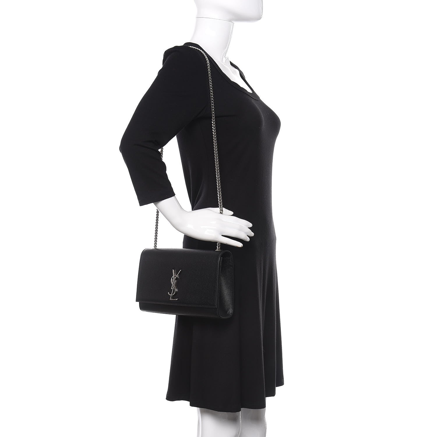 Saint Laurent Grain De Poudre Medium Classic Monogram Kate Satchel Black 2 of 10