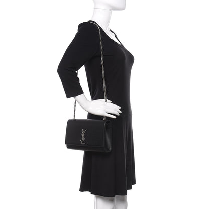 Saint Laurent Grain De Poudre Medium Classic Monogram Kate Satchel Black 2 of 10
