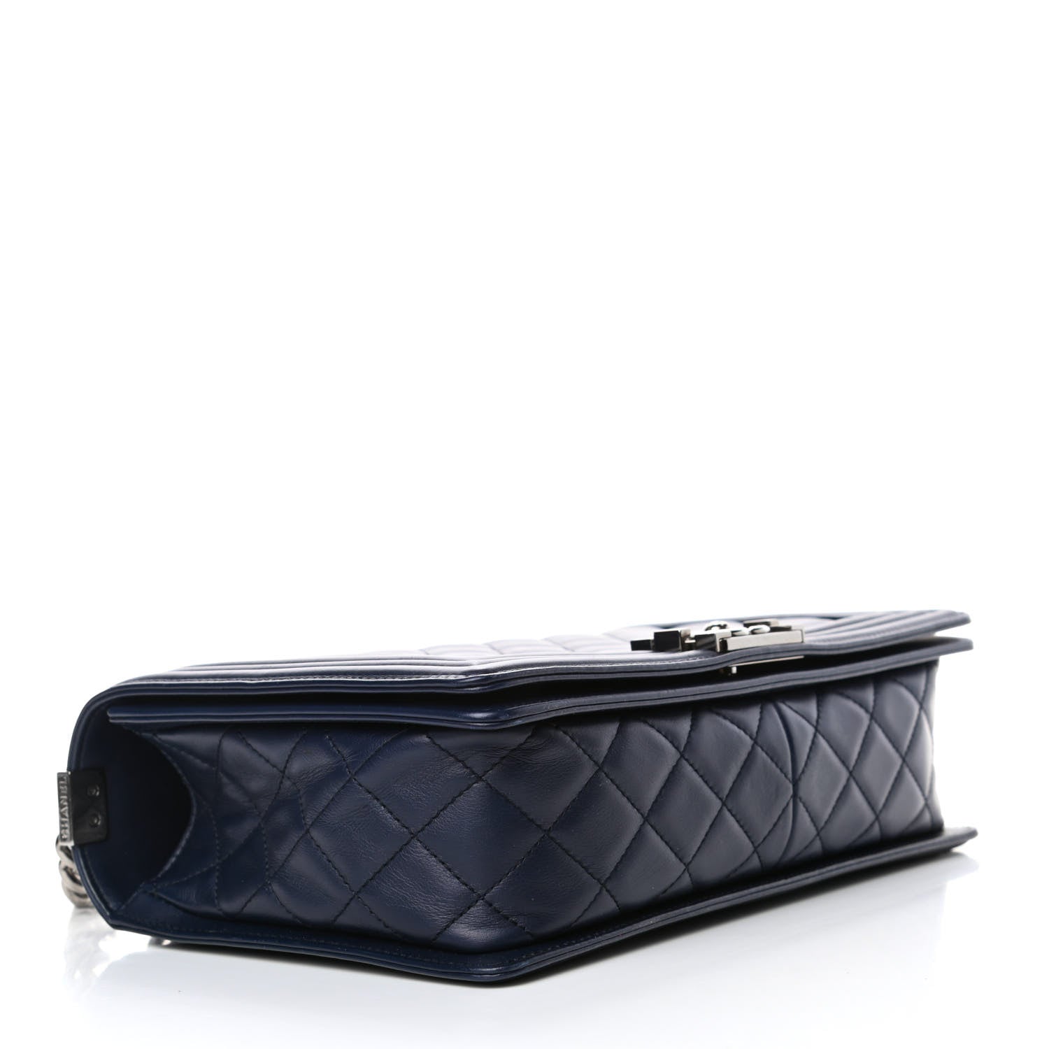 Chanel Calfskin Chevron Quilted New Medium Boy Flap Navy Blue 3 of 5