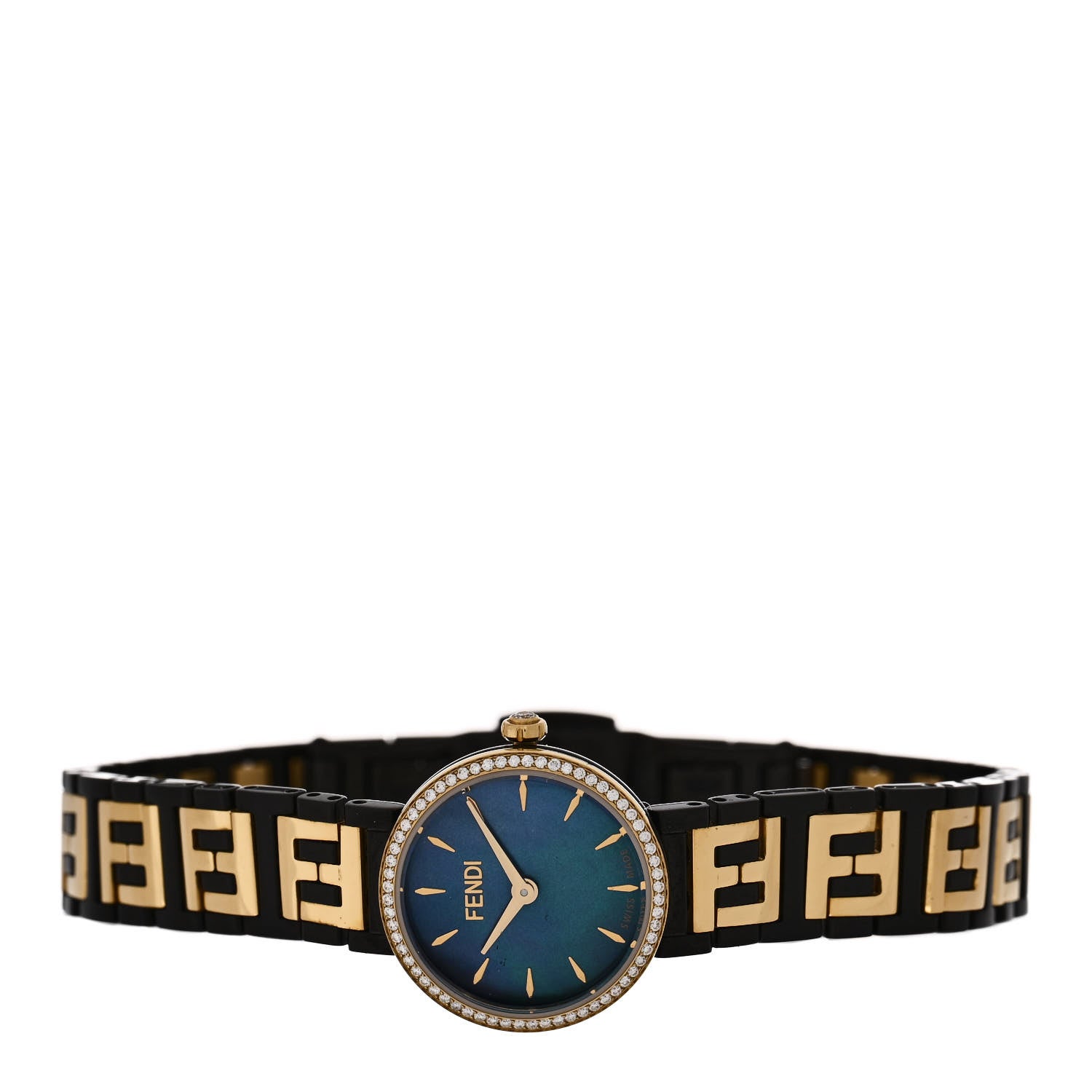 Fendi Stainless Steel Diamond Bezel Blue Mother of Pearl 19mm Fendi Forever Quartz Watch 2 of 4