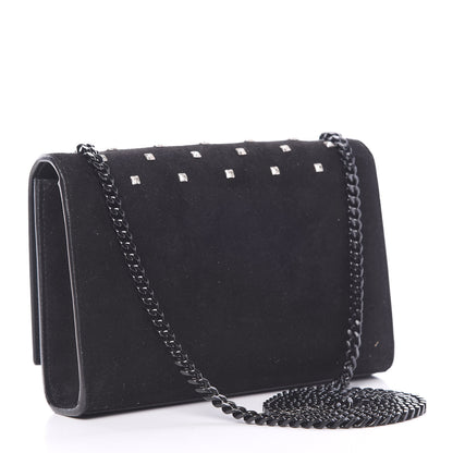 Saint Laurent Suede Crystal Studded Monogram Small Kate Satchel Black 2 of 13