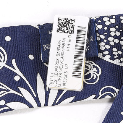 Hermes Silk Les Leopards Twilly Marine White 4 of 4