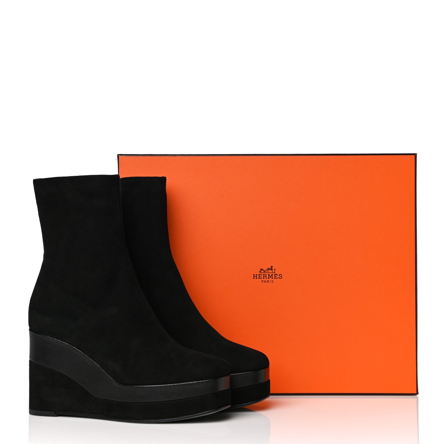 Suede Goatskin Womens Wedge Boot 36.5 Black