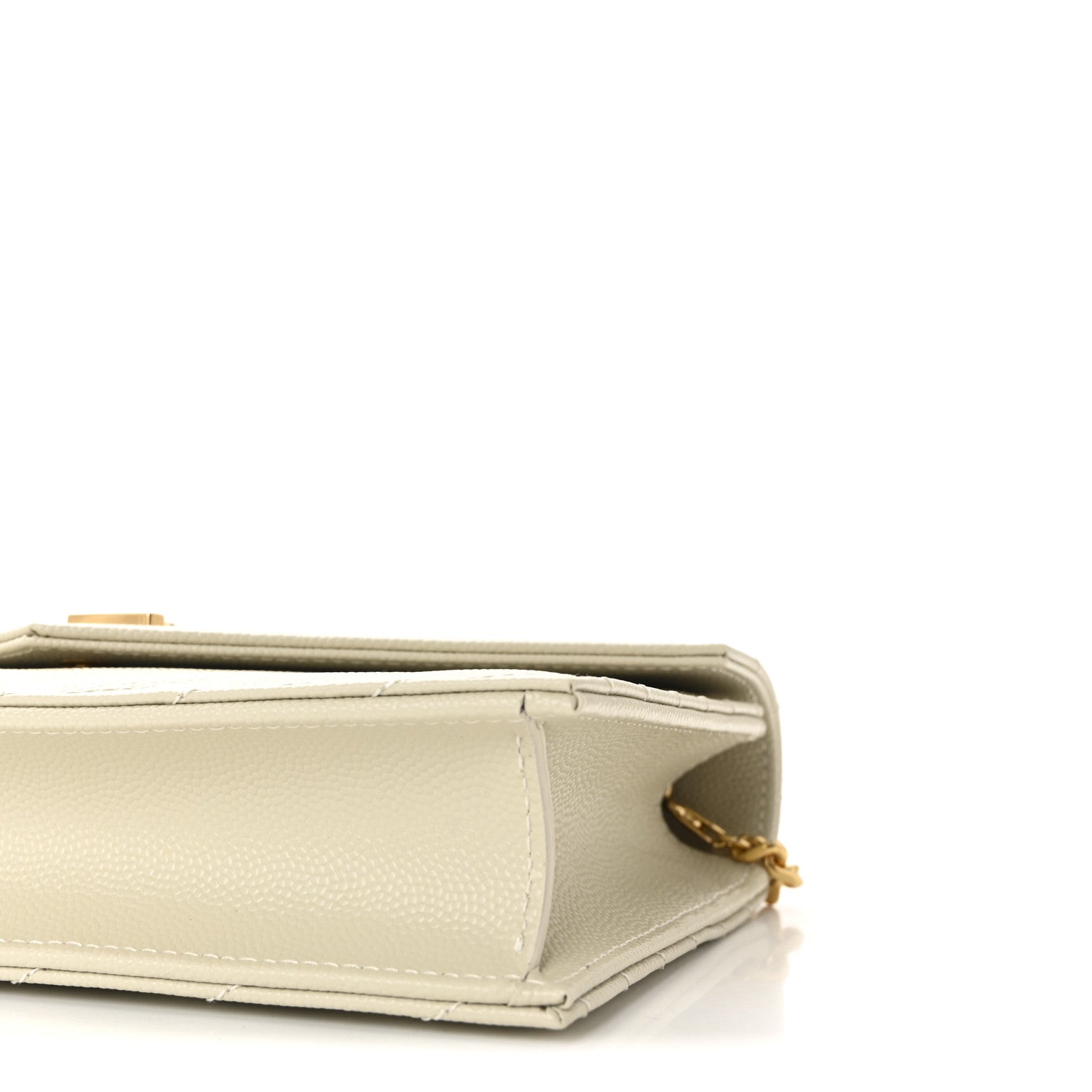 Saint Laurent Grain De Poudre Matelasse Chevron Monogram Envelope Chain Wallet Crema Soft 7 of 7