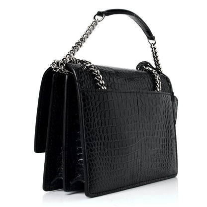 Saint Laurent Calfskin Crocodile Embossed Medium Monogram Sunset Black 2 of 4