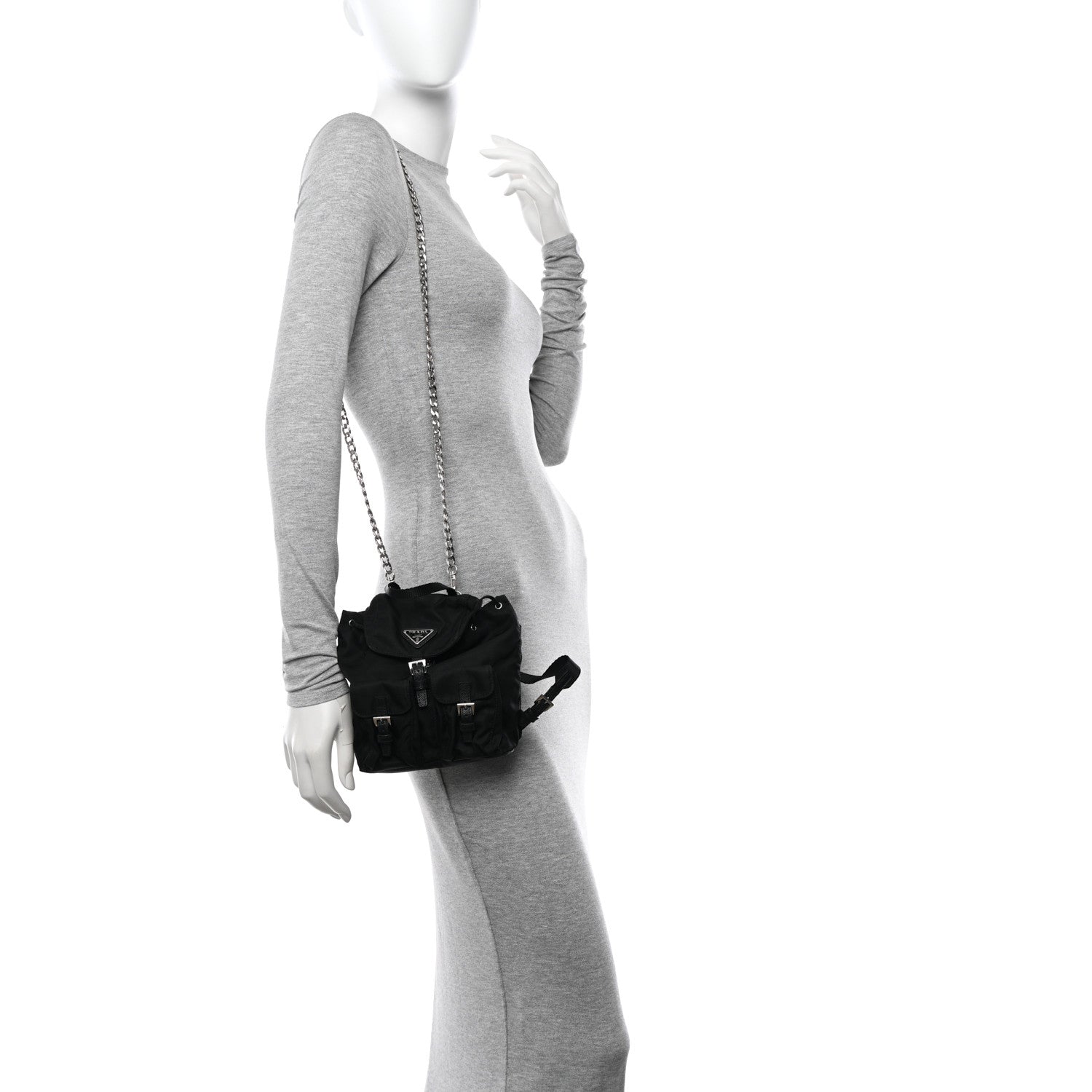 Prada Nylon Vela Mini Crossbody Backpack Black 2 of 9